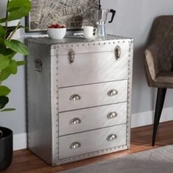 Serge Metal 3 Drawer Accent Storage Chest Silver - Baxton Studio -DreamNest Store GUEST 4c3348ff 29a5 400c ac92 c534b04ad31e