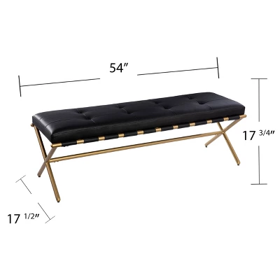 Southern Enterprises Valxan Faux Leather Bench Black/Gold - Aiden Lane 7 Southern Enterprises Valxan Faux Leather Bench Black/Gold - Aiden Lane - Image 7