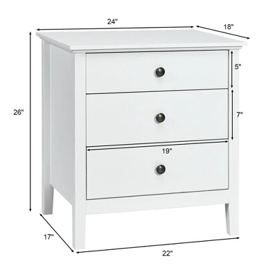 Costway Nightstand Beside End Side Table Accent Table Organizer W/3 Drawers White 1 Costway Nightstand Beside End Side Table Accent Table Organizer W/3 Drawers White