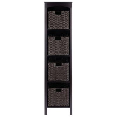 55.98" 5pc Terrace Storage Shelf With Baskets Espresso/Chocolate - Winsome 1 55.98" 5pc Terrace Storage Shelf With Baskets Espresso/Chocolate - Winsome