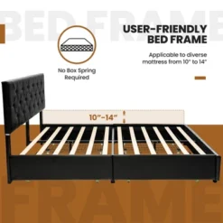 Costway Upholstered Platform Bed W/ 4 Drawers PU Leather Button Tufted Headboard 18 Costway Upholstered Platform Bed W/ 4 Drawers PU Leather Button Tufted Headboard -DreamNest Store GUEST 4dd81705 8aa0 4f33 9eeb 3a19116c5df8