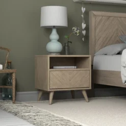 ELuxury Chevron Wood Nightstand With Drawer -DreamNest Store GUEST 4e027a64 7551 48c2 9ff3 0e3561690506