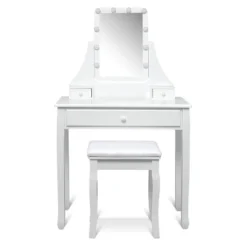 Tangkula Make-Up Vanity Table Dresser Set W/LED Light & Padded Stool -DreamNest Store GUEST 4e1e7f15 03ed 4f74 95f1 92b83b6326c7