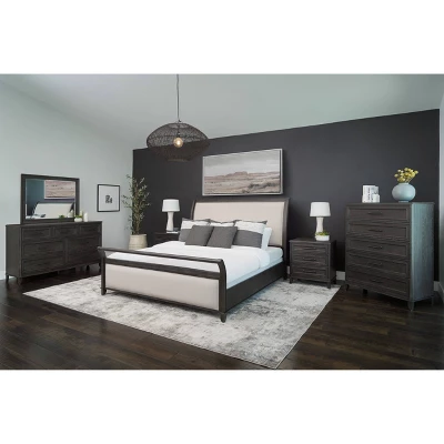 6pc Cindi Sleigh Bedroom Set Gray - Abbyson Living 1 6pc Cindi Sleigh Bedroom Set Gray - Abbyson Living