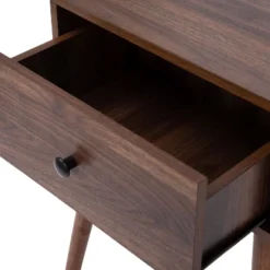 Flash Furniture Hatfield Mid-Century Modern One Drawer Wood Nightstand, Side Accent Or End Table With Soft Close Storage Drawer, Dark Walnut -DreamNest Store GUEST 4e6f42ad 8f97 49eb 8cb3 8d8f6fa63bd8