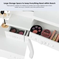 Costway White Vanity Jewelry Makeup Dressing Table Stool Drawer -DreamNest Store GUEST 4ea12245 eabe 41e0 bbdb 1e31334750c0