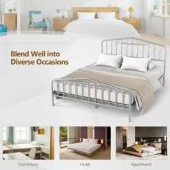 Costway Queen Size Metal Bed Frame Platform Headboard & Footboard W/Storage Sliver -DreamNest Store GUEST 4fa4b05e a42e 42fc a3ed 98c31c480dda