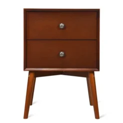 Tangkula Mid Century Nightstand Sofa End Table Bedroom Side Table With 2 Drawers -DreamNest Store GUEST 4fc751dc fd17 4b94 be8a 73777933e21b