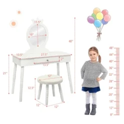 Costway Kids Vanity Makeup Table & Chair Set Make Up Stool Play Set For Children -DreamNest Store GUEST 4fe6a766 a36a 40e6 9190 0e39ddb4e323