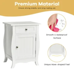Costway 2PCS Accent End Table With Drawer Storage Cabinet Nightstand White 14 Costway 2PCS Accent End Table With Drawer Storage Cabinet Nightstand White -DreamNest Store GUEST 5096259a fd19 45dd b3bc f9b9b21358fb