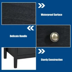 Costway Nightstand Beside End Side Table Accent Table Organizer W/3 Drawers Black -DreamNest Store GUEST 50985d25 049b 4da4 8fad 24dd61b56ea2