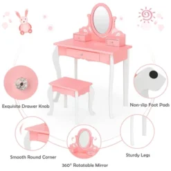 Costway Kids Vanity Princess Makeup Dressing Table Stool Set W/ Mirror Drawer 17 Costway Kids Vanity Princess Makeup Dressing Table Stool Set W/ Mirror Drawer -DreamNest Store GUEST 50a8f183 57bf 47f4 8cc5 7e6b12c133fa