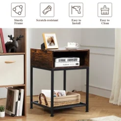 Costway Set Of 2 Industrial Nightstand End Side Table W/ Compartment & Mesh Shelf 13 Costway Set Of 2 Industrial Nightstand End Side Table W/ Compartment & Mesh Shelf -DreamNest Store GUEST 50b39372 7f01 4dda 9eb7 ad4eb0588fd8