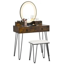 Costway Industrial Vanity Makeup Dressing Table Padded Stool Set 3-Color Lighted Mirror 20 Costway Industrial Vanity Makeup Dressing Table Padded Stool Set 3-Color Lighted Mirror -DreamNest Store GUEST 50b52626 e271 43c8 bf8f 3b686e4b94fb