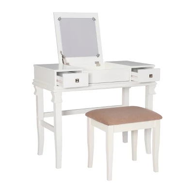 Adler Vanity Set White - Linon 4 Adler Vanity Set White - Linon - Image 4