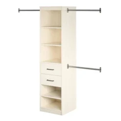 Kelly 5 Shelf 2 Drawer Closet Organizer With 3 Adjustable Hanging Rods Ivory Oak - Novogratz -DreamNest Store GUEST 512deca1 d68f 4996 aa08 d1b80d06f351