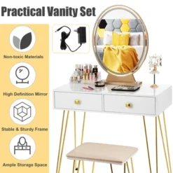 Costway Vanity Makeup Dressing Table W/ 3 Lighting Modes Mirror Touch Switch White 13 Costway Vanity Makeup Dressing Table W/ 3 Lighting Modes Mirror Touch Switch White -DreamNest Store GUEST 519b7bed f826 4e74 9732 29df1192b748