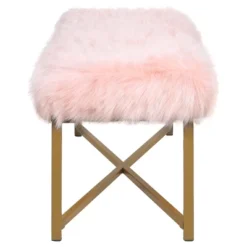 Faux Fur Rectangle Bench - Pink - HomePop -DreamNest Store GUEST 51e58d1f 9832 4f39 96f6 ea2862013930
