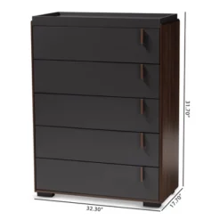 5 Drawer Rikke Two-Tone Wood Chest Brown - Baxton Studio -DreamNest Store GUEST 52552732 d449 42aa b51b 9eb3548e9236