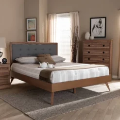 Ines Walnut Finished Wood Platform Bed - Baxton Studio -DreamNest Store GUEST 532ab4d3 7b51 4c4f aefe e294bba2a79b