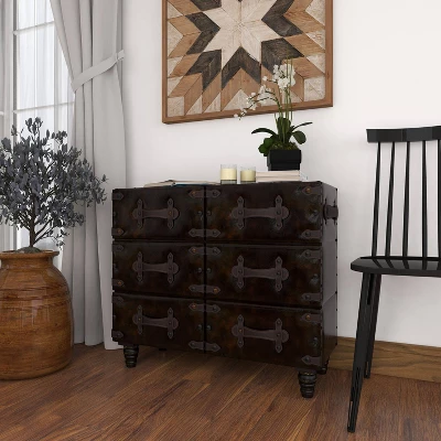 Traditional 6 Drawer Faux Leather Chest Black - Olivia & May 12 Traditional 6 Drawer Faux Leather Chest Black - Olivia & May - Image 12