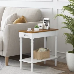 Costway 2 PCS 2-tier End Side Narrow Table Nightstand W/ Drawer For Living Room Bedroom -DreamNest Store GUEST 5364b8b5 e1d7 4cd3 a280 c906c864ea98