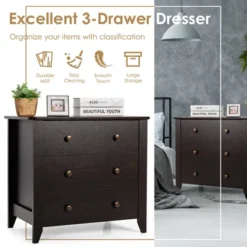 Costway 3 Drawer Dresser Chest Of Drawers Bedside Table For Living Room Bedroom -DreamNest Store GUEST 53f9678f b3c0 46df b77d 6507f3c23b7b