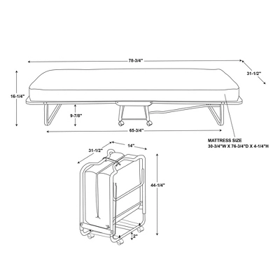 Twin Luxor Folding Bed White - Linon 11 Twin Luxor Folding Bed White - Linon - Image 11