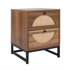Arina Natural Rattan 20.87'' H X 15.75'' W X 15.75'' D Queen Size 2 Drawer Nightstand With Storage - The Pop Maison -DreamNest Store GUEST 550a8b60 d495 415c 8c1d 0c55955dd19d