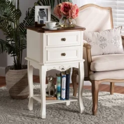 2 Drawer Darla Wood Nightstand White/Cherry Brown - Baxton Studio -DreamNest Store GUEST 555a49a3 609b 4b1b b63b 42567aa2eaa7