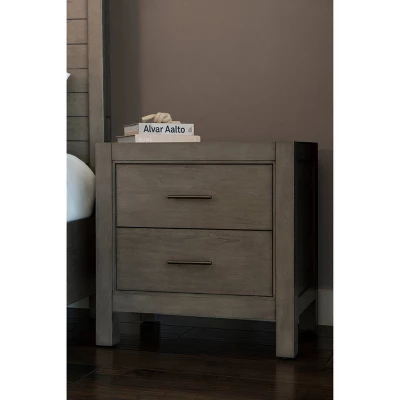 Alix Wood 2 Drawer Nightstand Gray Stone - Abbyson Living 1 Alix Wood 2 Drawer Nightstand Gray Stone - Abbyson Living