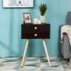 Costway Mid Century Modern 2 Drawers Nightstand Sofa Side Table End Table Espresso