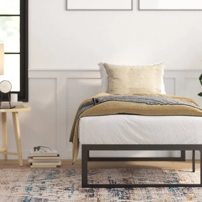 14" Branden Minimalist Steel Platform Bed Frame Black - Taylor & Logan 2 14" Branden Minimalist Steel Platform Bed Frame Black - Taylor & Logan - Image 2