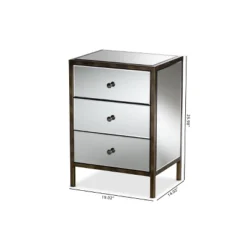 Baxton Studio Nouria Mirrored 3 Drawer Nightstand Bedside Table Silver - BaxtonStudio -DreamNest Store GUEST 561c7138 835f 46cb b15c 3e441130ad8e