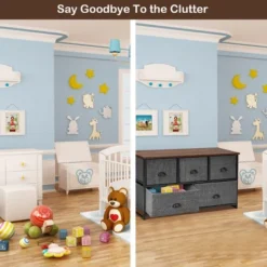 Costway 5 Drawers Dresser Storage Unit Side Table Display Organizer Dorm Room Wood Black -DreamNest Store GUEST 567a0d49 a204 4abe a24c 4fb5ff1c113b