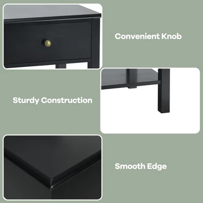 Costway 2PCS Nightstand Drawer Shelf Storage Display Black 7 Costway 2PCS Nightstand Drawer Shelf Storage Display Black - Image 7