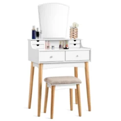 Costway Vanity Table 6 Dressing Table Cushioned Stool Makeup Table -DreamNest Store GUEST 56be7a87 9dd0 4779 a611 2cf03d4f01ea