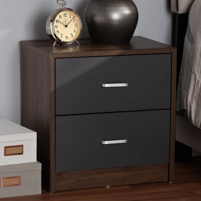 Hansel 2 Drawer And Finished Nightstand Brown/Gray - Baxton Studio 6 Hansel 2 Drawer And Finished Nightstand Brown/Gray - Baxton Studio - Image 6