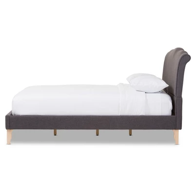Queen Fannie French Classic Modern Style Polyester Fabric Platform Bed Dark Gray - Baxton Studio 1 Queen Fannie French Classic Modern Style Polyester Fabric Platform Bed Dark Gray - Baxton Studio