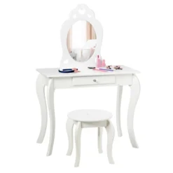 Costway Kids Vanity Set Princess Makeup Dressing Play Table Set W/Mirror -DreamNest Store GUEST 5766641d 3a49 43fc b65e 098227fae6bb