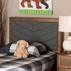 Twin Iden Fabric Upholstered Wood Headboard Dark Gray/Walnut Brown - Baxton Studio -DreamNest Store GUEST 57a1f4fe fbf9 4b74 bf59 52f14b87c1f3