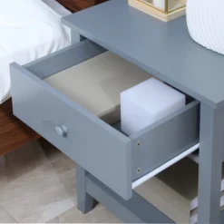 HOMCOM Modern Style Nightstand, Side Table With Drawer And Storage Shelf For Bedroom, Or Living Room, Gray 11 HOMCOM Modern Style Nightstand, Side Table With Drawer And Storage Shelf For Bedroom, Or Living Room, Gray -DreamNest Store GUEST 57d4d7e3 9cb3 4e07 bd26 0232d36d5cb3