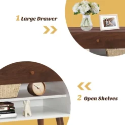 Costway 2PCS Nightstand End Side Table Drawer Storage Shelf Mid-Century Rubber Wood Leg 13 Costway 2PCS Nightstand End Side Table Drawer Storage Shelf Mid-Century Rubber Wood Leg -DreamNest Store GUEST 5812fd39 bbad 40aa bafc b21aec3facca