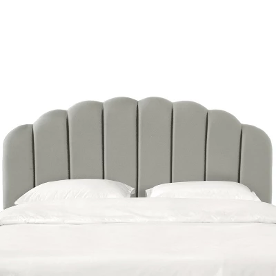 King Emma Channel Seamed Shell Headboard In Faux Silk Silver - Skyline Furniture 1 King Emma Channel Seamed Shell Headboard In Faux Silk Silver - Skyline Furniture