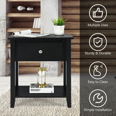 Costway Nightstand Beside Table Chest Sofa Table End Table Accent Table White 5 Costway Nightstand Beside Table Chest Sofa Table End Table Accent Table White - Image 5