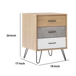 24" Handcrafted Modern Tricolor Wood Nightstand Oak/White/Gray - The Urban Port -DreamNest Store GUEST 59152a16 5fdc 4745 9f44 b1a2e8517498