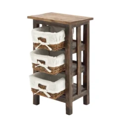 Small Wood Shelf With Basket Drawers Dark Brown - Olivia & May -DreamNest Store GUEST 5a226624 1d92 473f ab18 b9c094a9b179