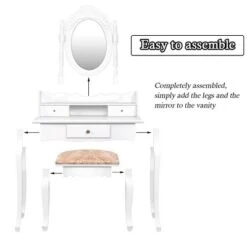 Costway Vanity Table Jewelry Makeup Desk Bench Dresser Stool White -DreamNest Store GUEST 5a437286 0181 4a25 9bdd 3381ec1dcbc4
