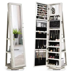 Costway 360degree Rotatable Jewelry Cabinet 2-in-1 Lockable Mirrored Organizer -DreamNest Store GUEST 5a4d681b 2347 4a9b a5f9 de8104c6e7e9