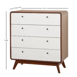 Cassie Mid-Century Modern 4 Drawer Chest Walnut/White - Buylateral -DreamNest Store GUEST 5a767ced 813b 4f0b a231 2a9607332d1d